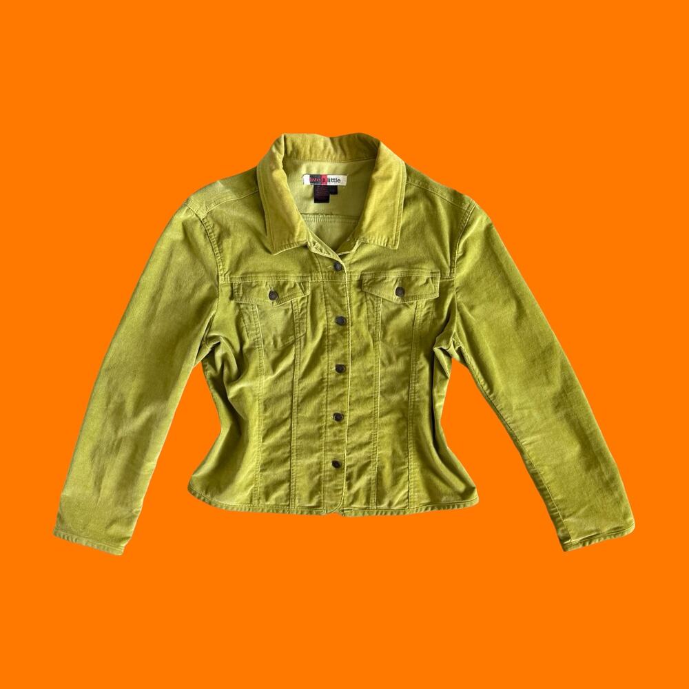 00's vintage chartreuse corduroy y2k trucker jacket LARGE